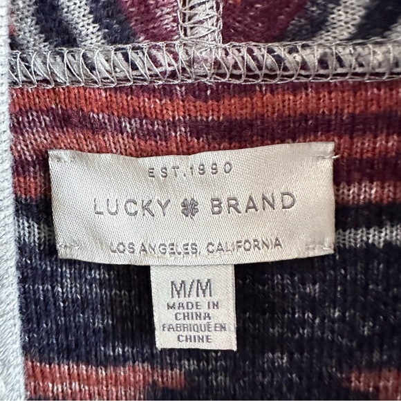 Lucky Brand Southwestern Fringe Open Front Cardigan Medium Aztec Print Boho - Picture 3 of 13